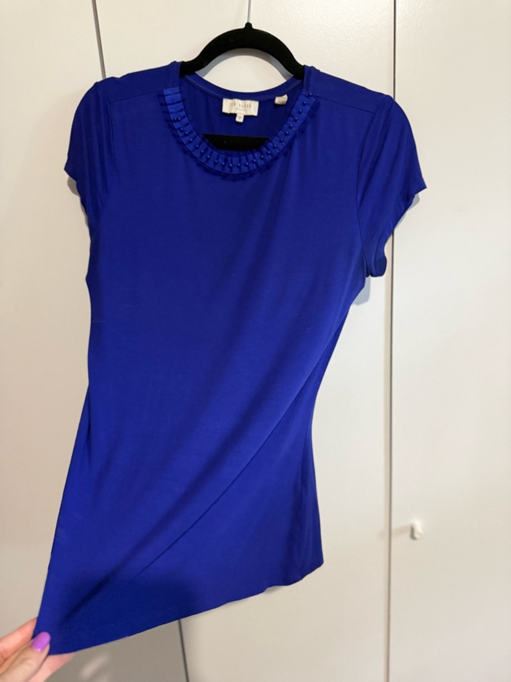 Ted Baker Cobalt Blue Short Sleeve Embellished Neck Tee